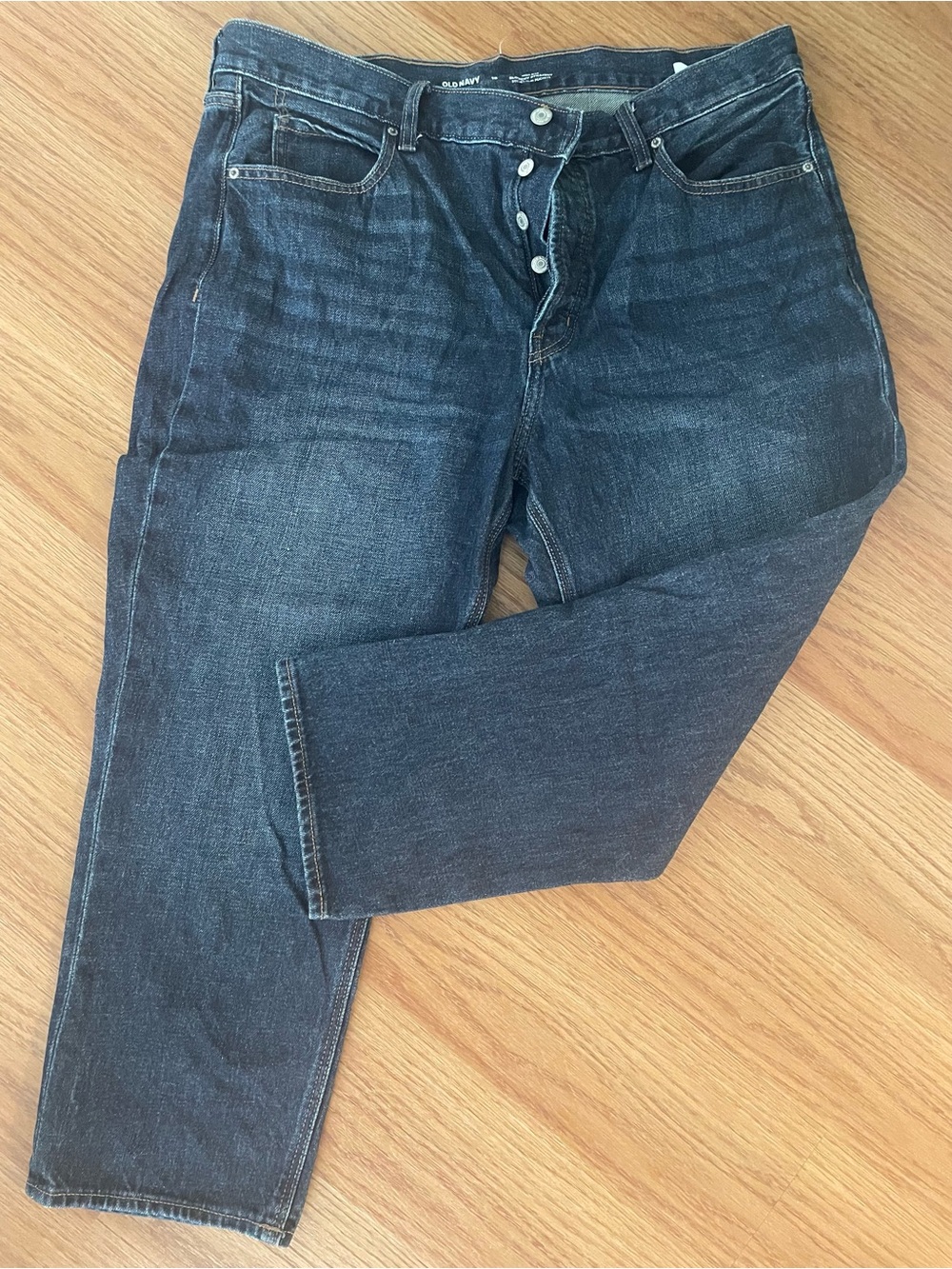 Old Navy Dark Wash High-Rise Slouchy Straight Jeans Size 16